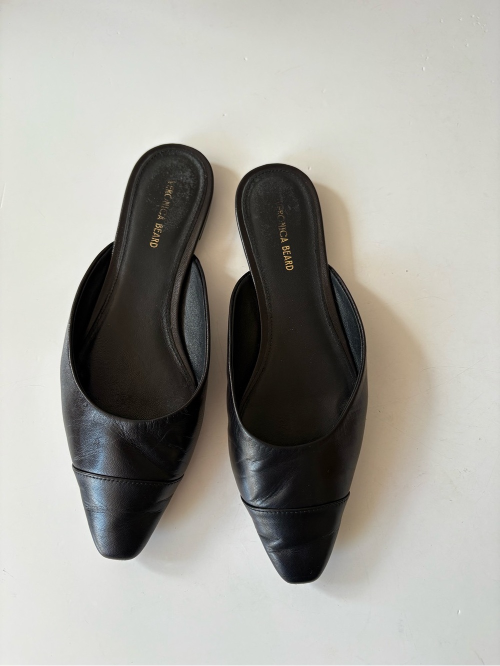 Veronica Beard || Carlotta Flats Cap Toe Mules Slip Ons Black 7.5 - Picture 2 of 8